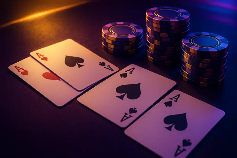 Playing cards and chips. Teen Patti and baccarat tables at HOT880