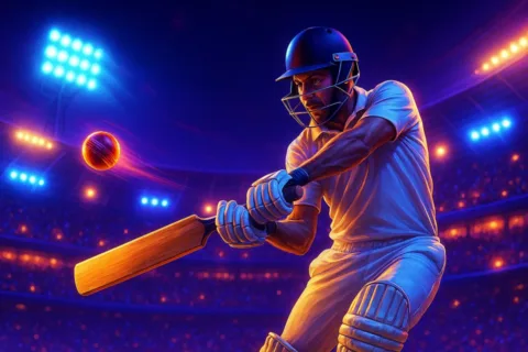 Cricket batter under stadium lights, betting on HOT880