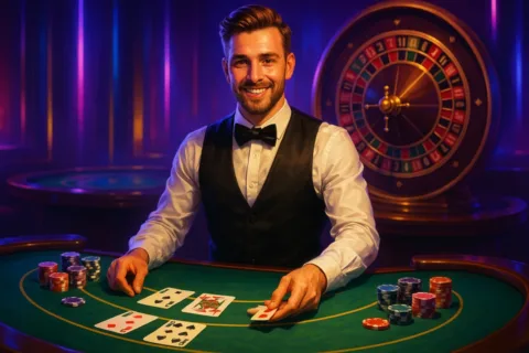 Live dealer at a HOT880 casino table