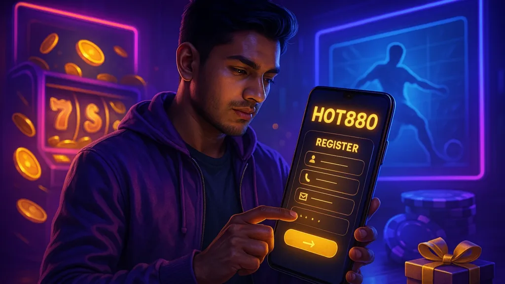 HOT880 register form on a smartphone